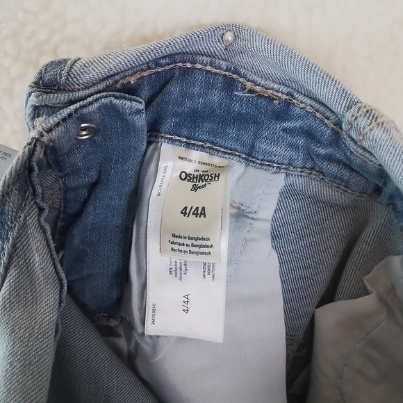 OshKosh Girls Overalls 4 Blue Cotton Denim‎ Overall Jeans Distressed Light Wash - Picture 11 of 11